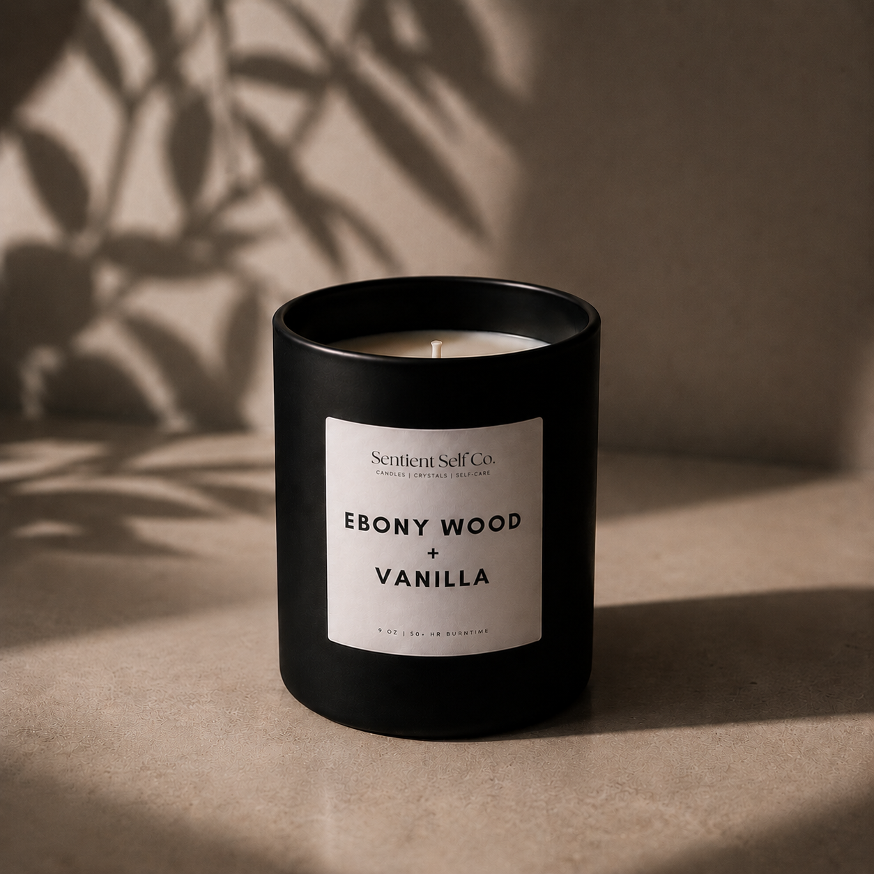 Ebony Wood + Vanilla Candle | Noir Collection